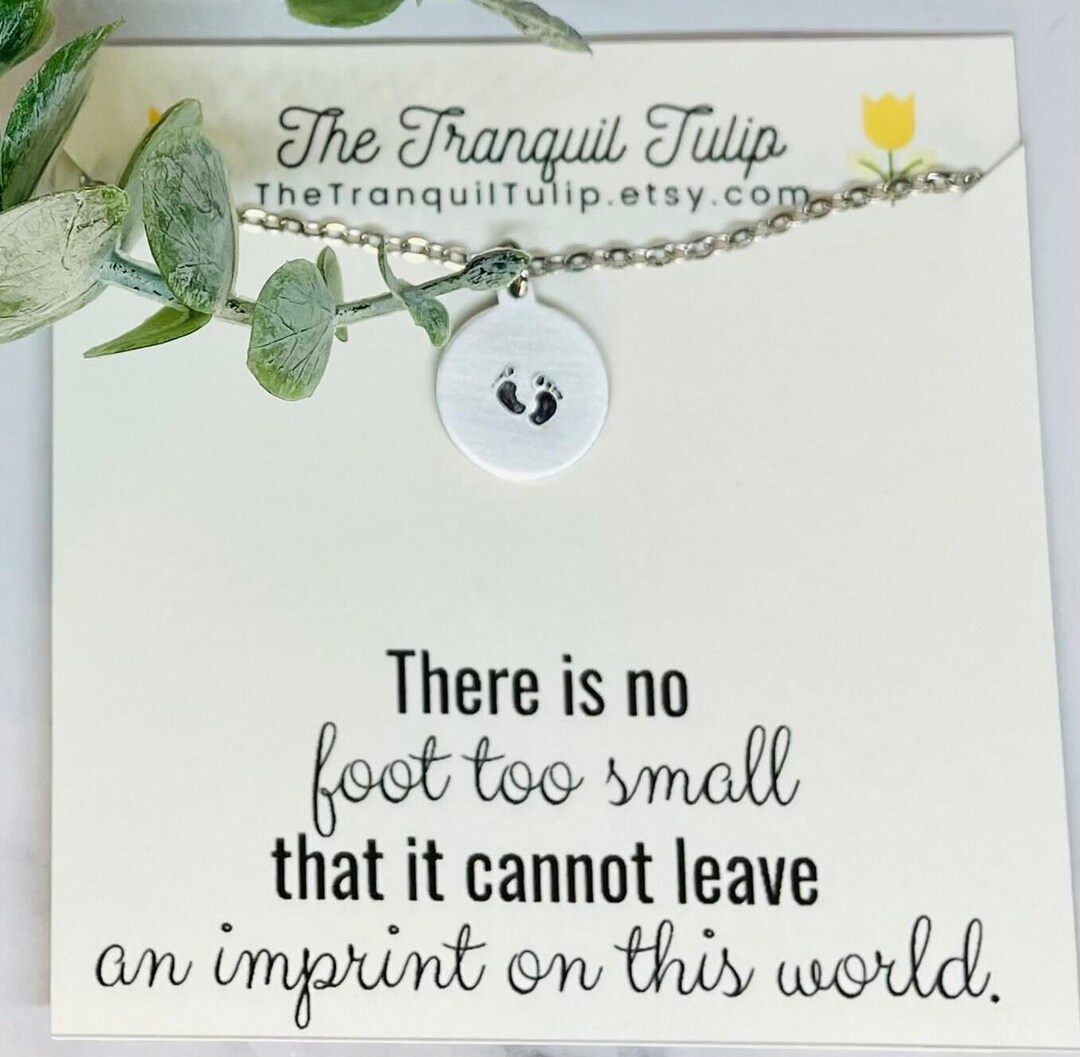 Tiny Footprints Necklace Baby Feet Necklace with Card Faith